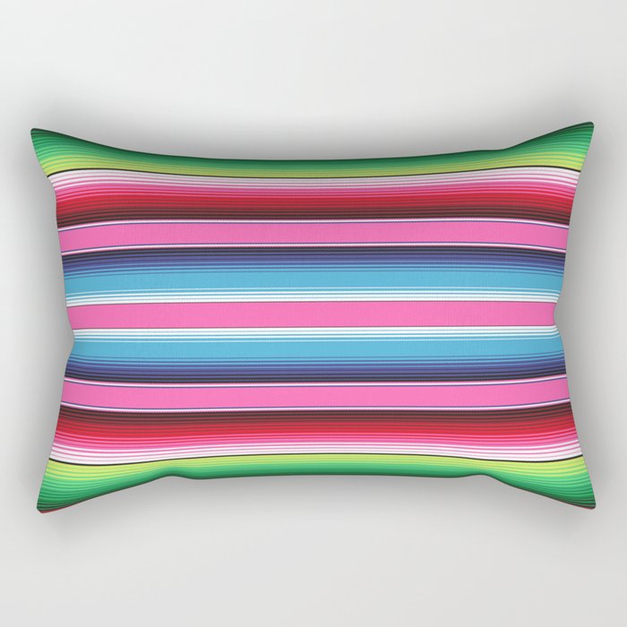 Pink Mexican Serape Blanket Stripes Rectangular Pillow
