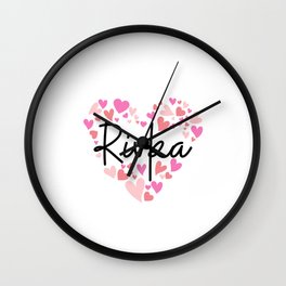 Rivka, red and pink hearts Wall Clock