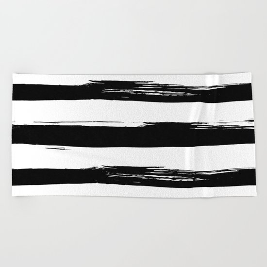 Stylish Black and White Stripes Beach Towel