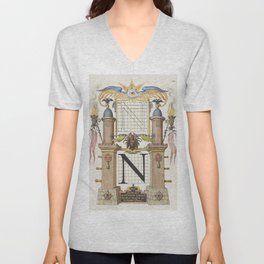 Vintage calligraphic poster 'N' V Neck T Shirt