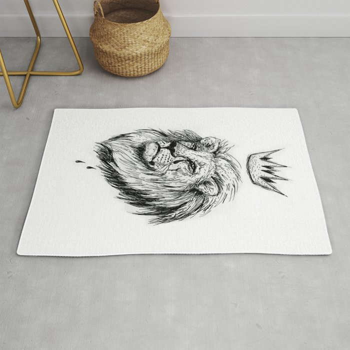 Cecil the Lion Black and White Rug