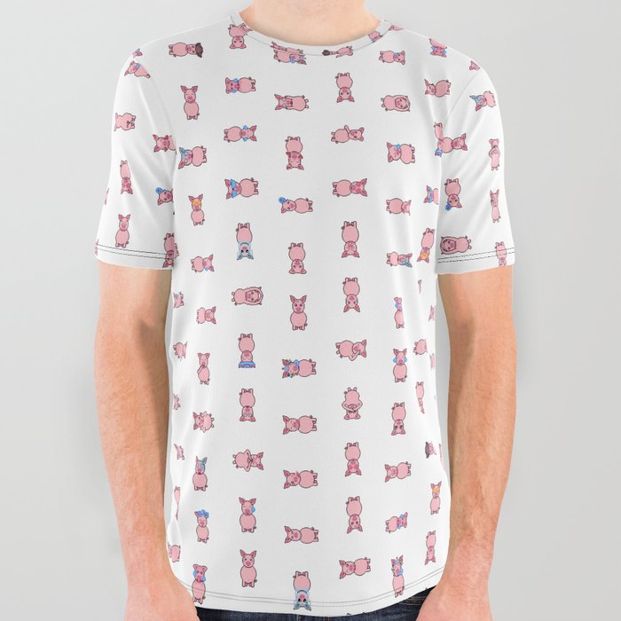 Pig Pixel Art Emoji All Over Graphic Tee