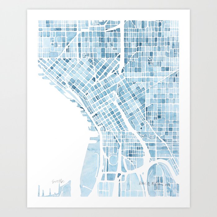 map-seattle-washington-blueprint-watercolor-map-art-print-by-anne-e