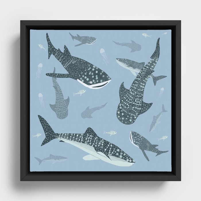 Whale Sharks Framed Canvas