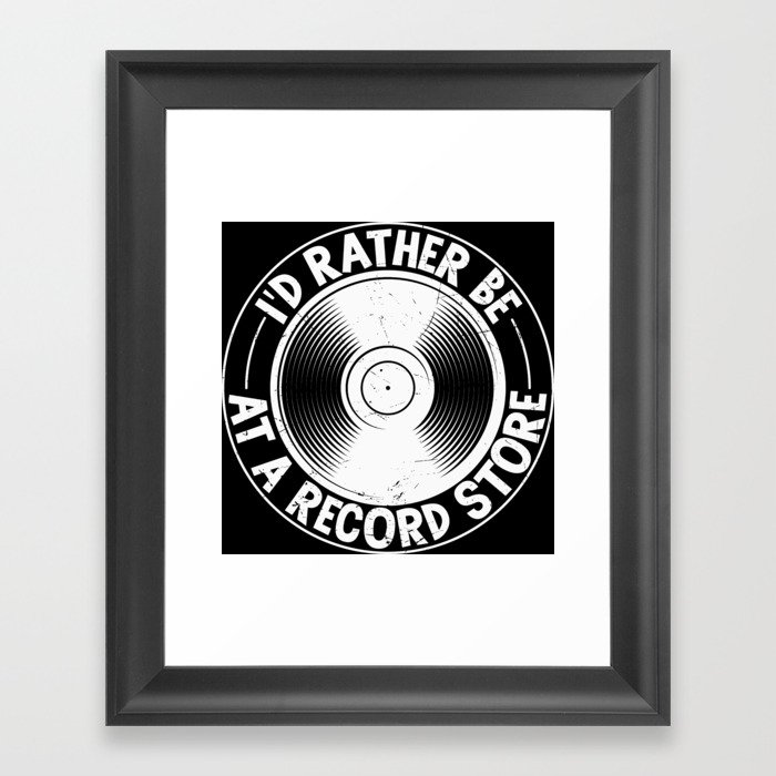 I'd rather be at a record store 80s aesthetic Framed Art Print