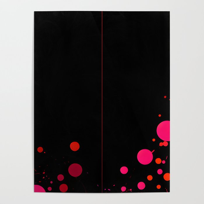 Black background with line, pink circles and dots Poster