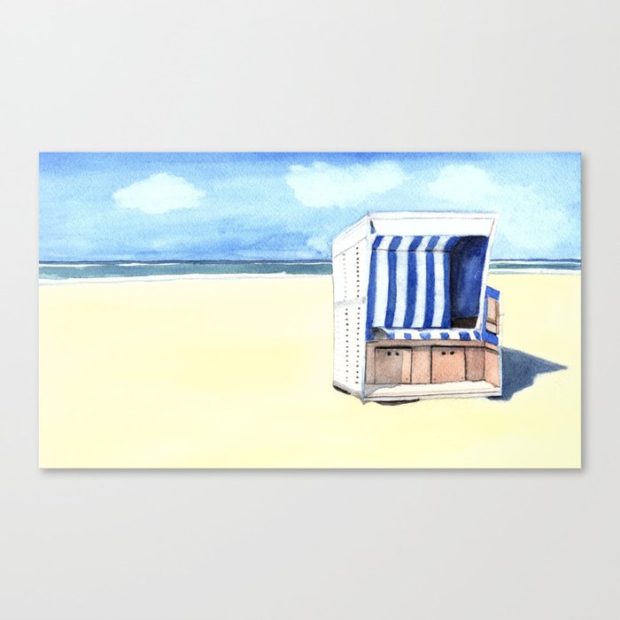 Sylt Watercolor Beach Painting Canvas Print