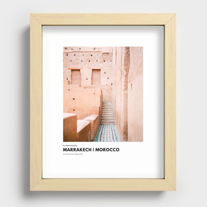 El badi Palace | Marrakech Morocco coordinates poster | Pastel travel photography  Recessed Framed Print