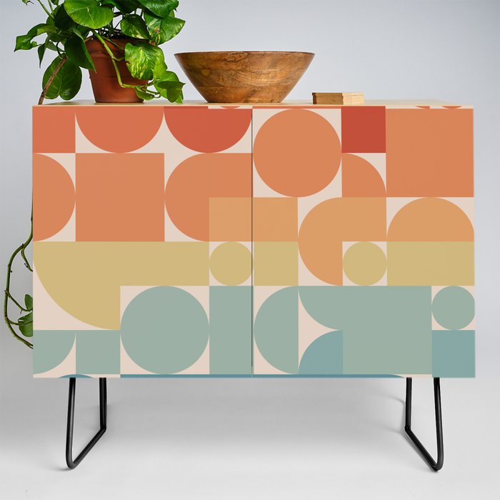 Retro Geometric Abstract Art 70s 1 Credenza