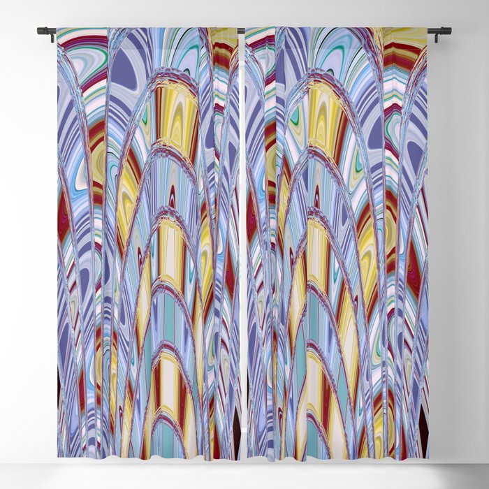 Kaleidoscopic Abstraction in Violet And Yellow Blackout Curtain