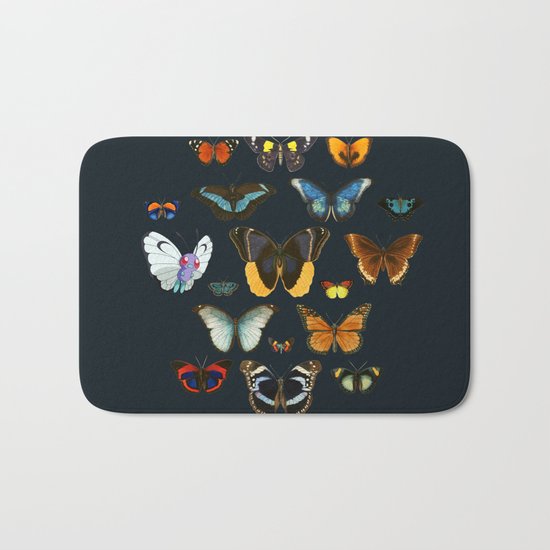Entomology Vintage Butterfly Bath Mat