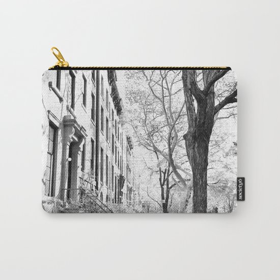 Cobble Hill Brooklyn Winter Black and White Brownstone Carry-All Pouch