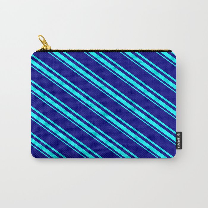 Blue & Aqua Colored Pattern of Stripes Carry-All Pouch