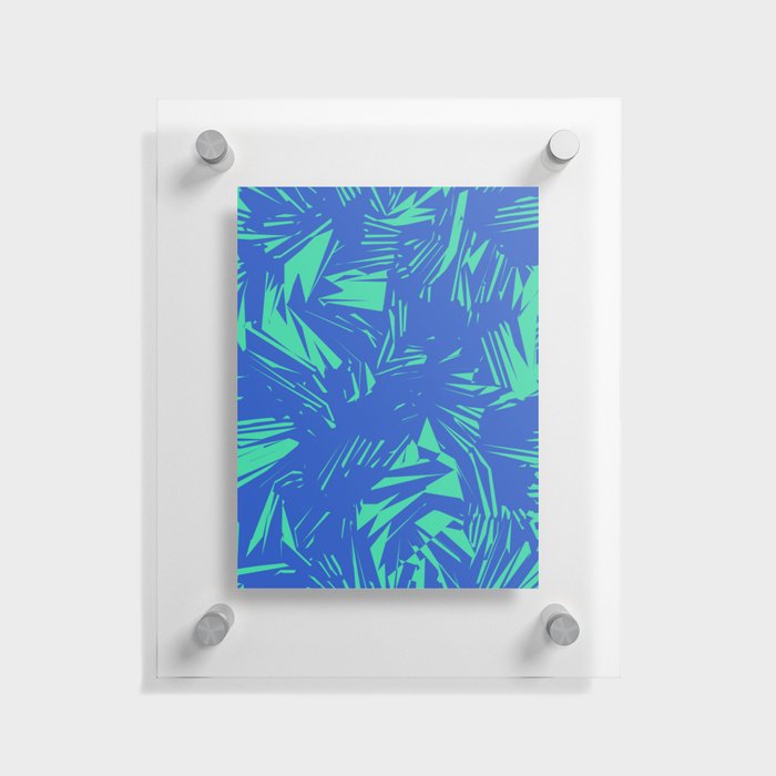 Blue and Green Abstract Brush Texture Pattern Floating Acrylic Print