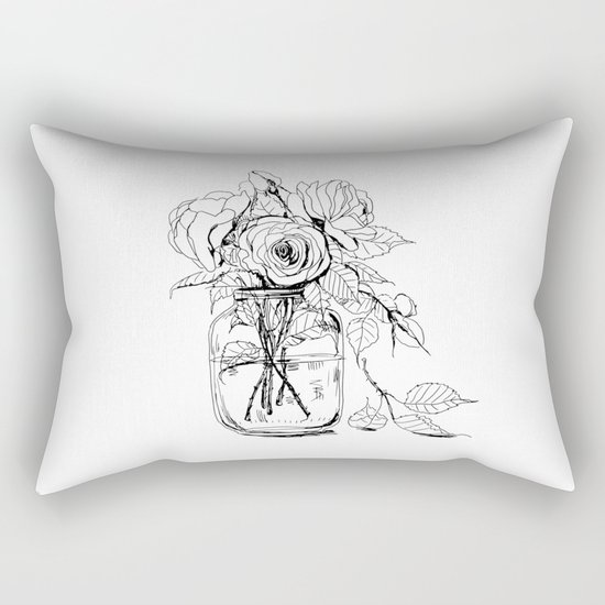 Rose flowers bouquet in a jar Rectangular Pillow