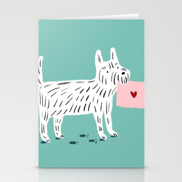 White Terrier Sending Love Stationery Cards