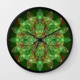 Green and Red Boho Mandala Wall Clock