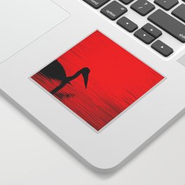 A pelican silhouette, red dawn - landscape Sticker