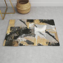 Gold leaf black, geometrical abstract Area & Throw Rug