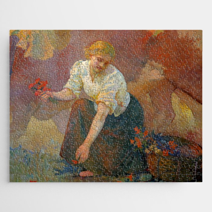 girl picking flowers - edwin howland blashfield  Jigsaw Puzzle