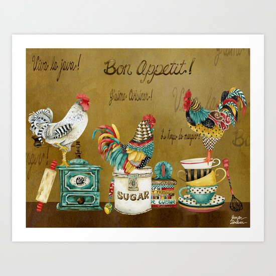 Roosters Majestic Art Print