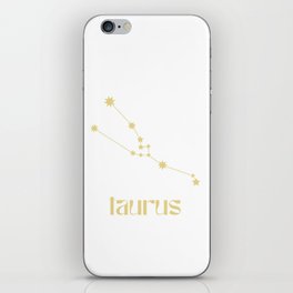 Taurus Sign Star Constellation, Gold Minimalist Groovy Font, Zodiac Sign  iPhone Skin