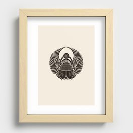 Scarab Amulet Ancient Egypt | Fine Art pencil drawing | Black White Sand Beige insect Recessed Framed Print