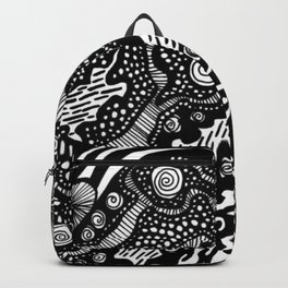 Blistered Sun Backpack | Ocean, Water, Waves, Monochrome, Outdoor, Funky, Coral, Underwaterlandscape, Drawing, Abstract 