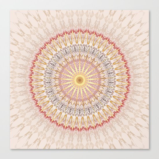 Beige Red Gold Mandala Canvas Print