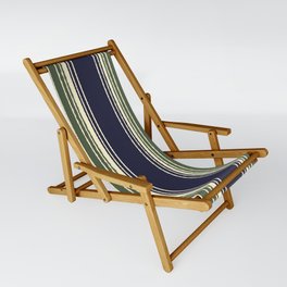Navy blue and sage green stripes Sling Chair