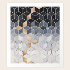 Soft Blue Gradient Cubes Art Print