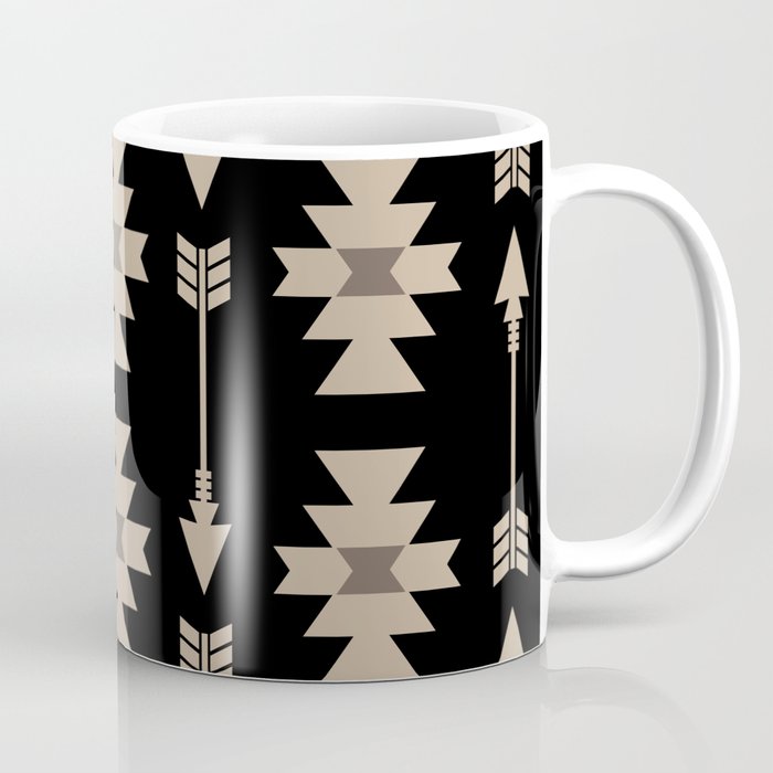 Southwestern Arrow Pattern 233 Black and Beige Coffee Mug