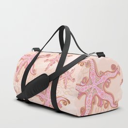 Starfish and Coral Pink Pastel Pattern Duffle Bag