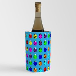 Ladybug Pattern (Blue Background)  Wine Chiller