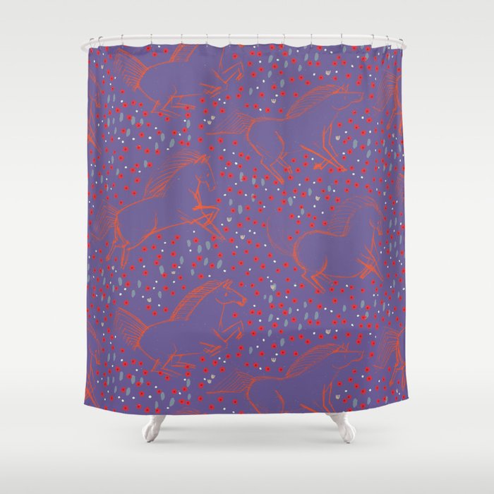 Wild Horses by Friztin - Ultra Violet Shower Curtain