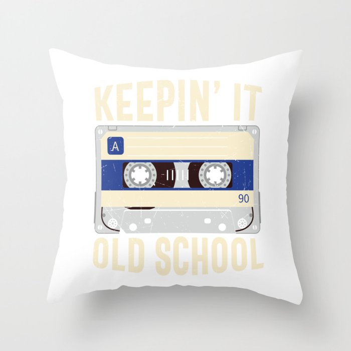 Keepin' It Old School Cassette Tape Retro Throw Pillow