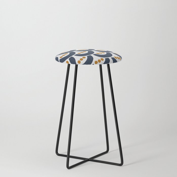 Bold Plant Blue White Counter Stool