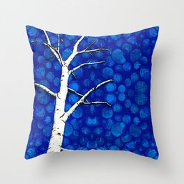blue tree Throw Pillow