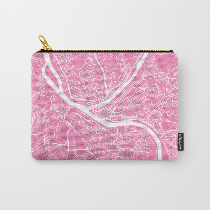 Pittsburgh map pink Carry-All Pouch