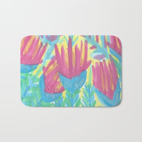 Lotus Garden Abstract Bath Mat