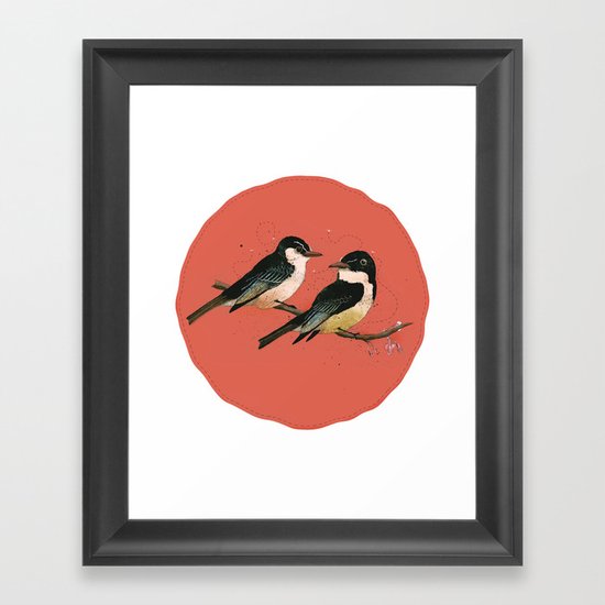 Pair of Phoebes Framed Art Print