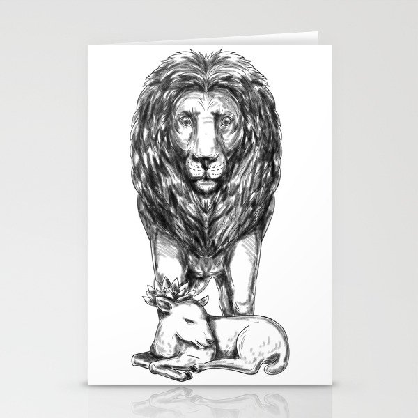Lion Guarding Lamb Tattoo Stationery Cards