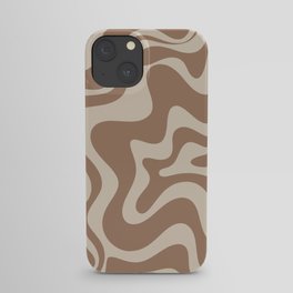 Liquid Swirl Contemporary Abstract Pattern in Chocolate Milk Brown and Beige iPhone Case | Trippy, Cocoa, Abstract, Coffee, Retro, Graphicdesign, Kierkegaarddesign, Modern, Aesthetic, Digital 