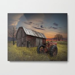 Abandoned Farmall Tractor and Barn Metal Print