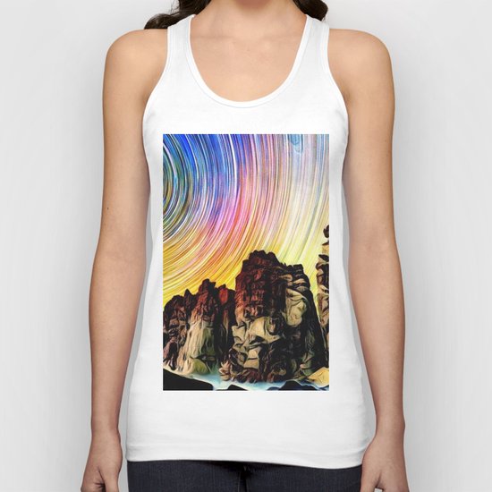 Epic Sunset Aurora Lights with Mountains and River Unisex Tank Top