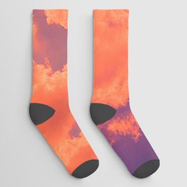 Orange Clouds in Purple Sky Socks
