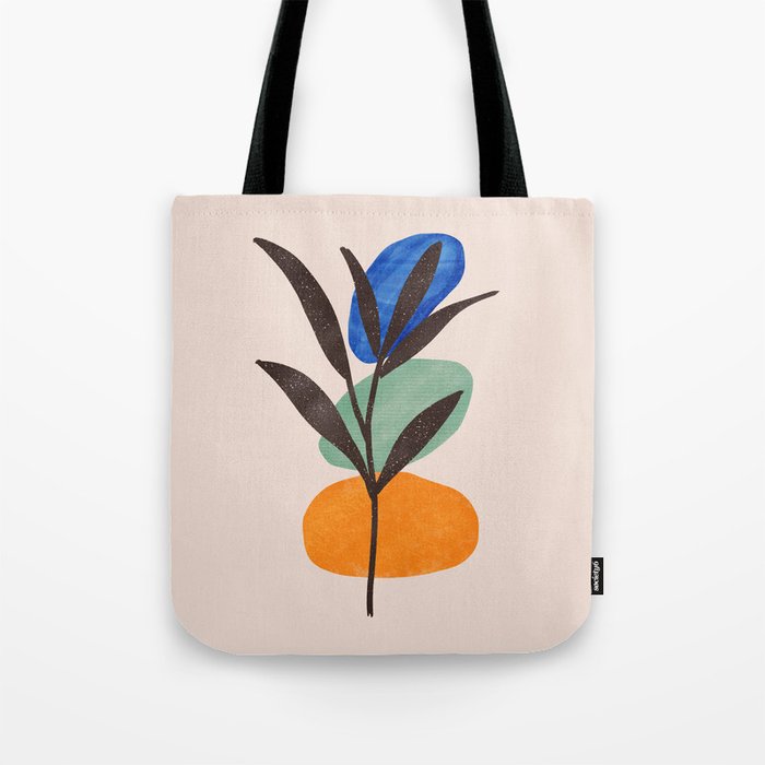 Balancing Act — Minimalist Plant and Stones Art Tote Bag by Nature