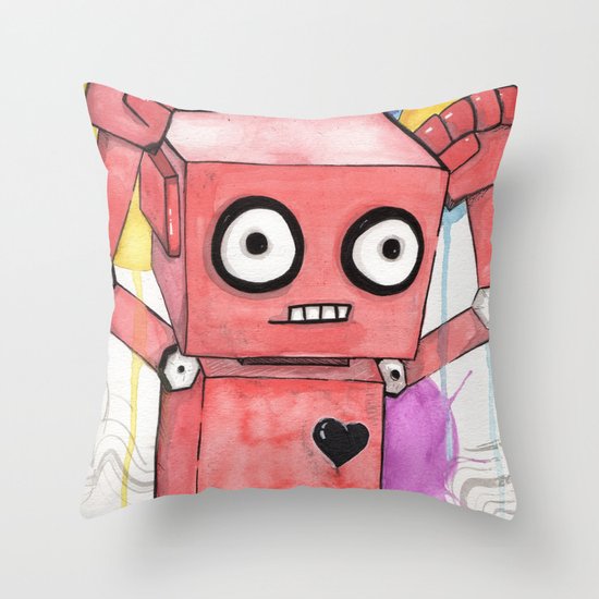 Robot Rage Throw Pillow