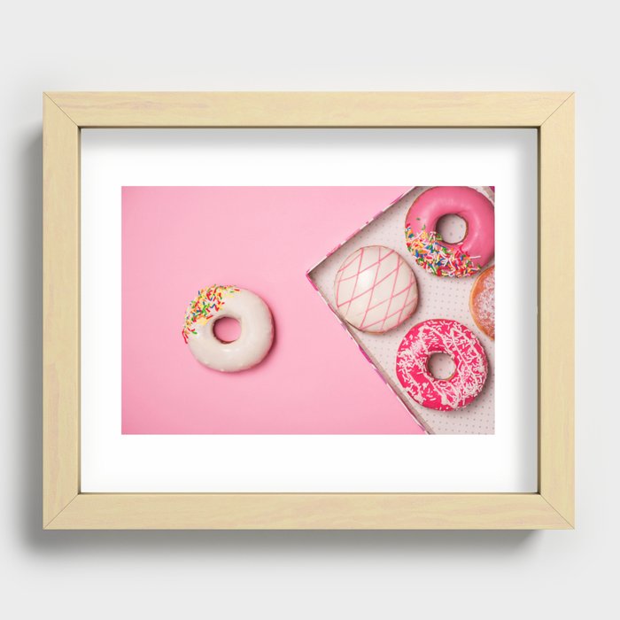 Pink Donuts Recessed Framed Print