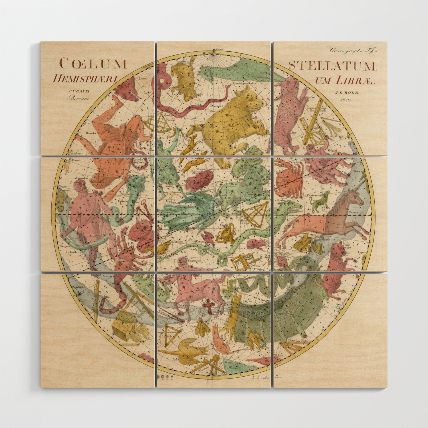 Antique Zodiac Map Vintage Astrology ANTIQUE ASTROLOGY MAP Antique Wall Art 
